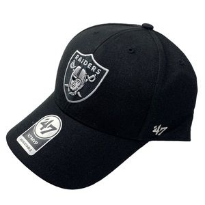 New Raiders NFL 47 Brand Hat Adjustable Cap Black White Embroidered One Size